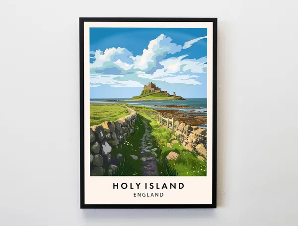 Holy Island Travel Poster, Lindisfarne Decor