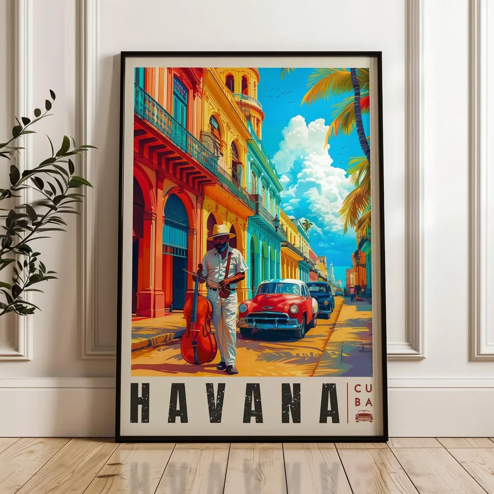 Havana Travel Poster, Caribbean Illustration Art Print