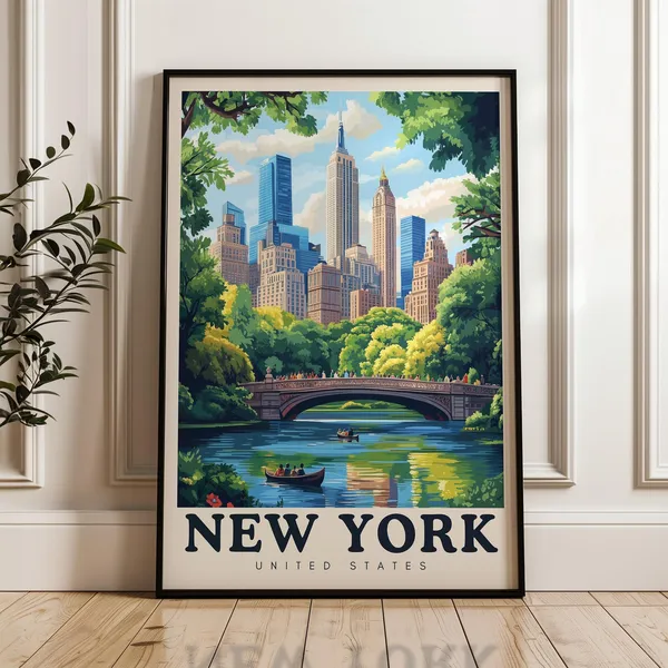 New York Illustrated Travel Poster Art Print