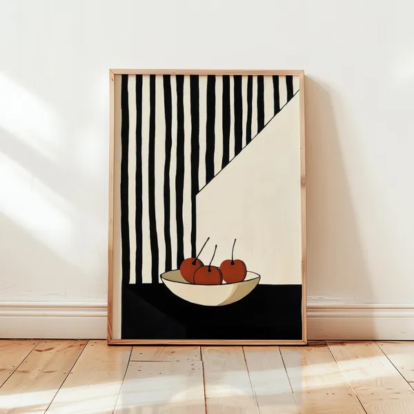 Bold Cherries Still Life, Modern Graphic Art Print