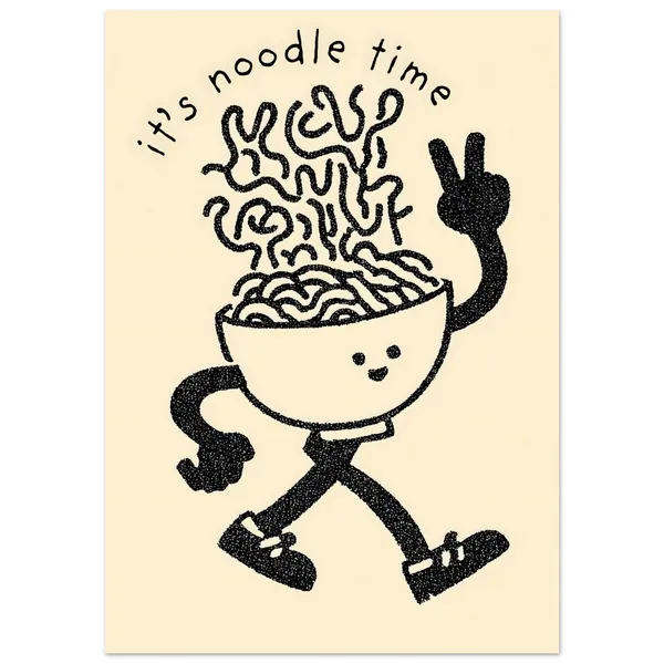 Noodle Art Print, Kawaii Kitchen Decor