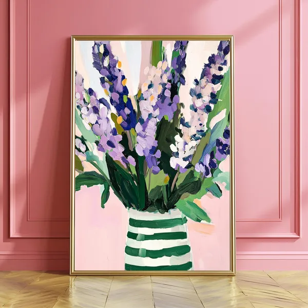 Lavender Flower Oil-Painting Abstract Floral Art Print