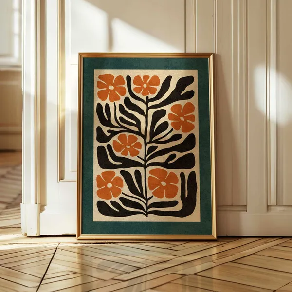 Matisse-Style Abstract Floral Botanical Poster