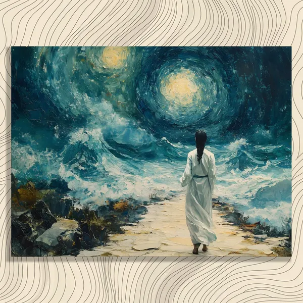 Starry Night-Inspired Ocean Waves Art Print