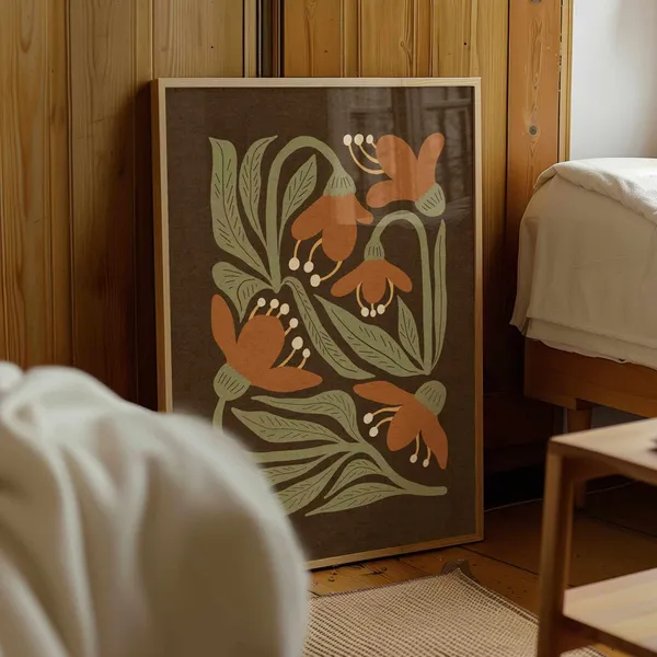 Matisse-Style Floral Botanical Poster, Mid-Century Modern
