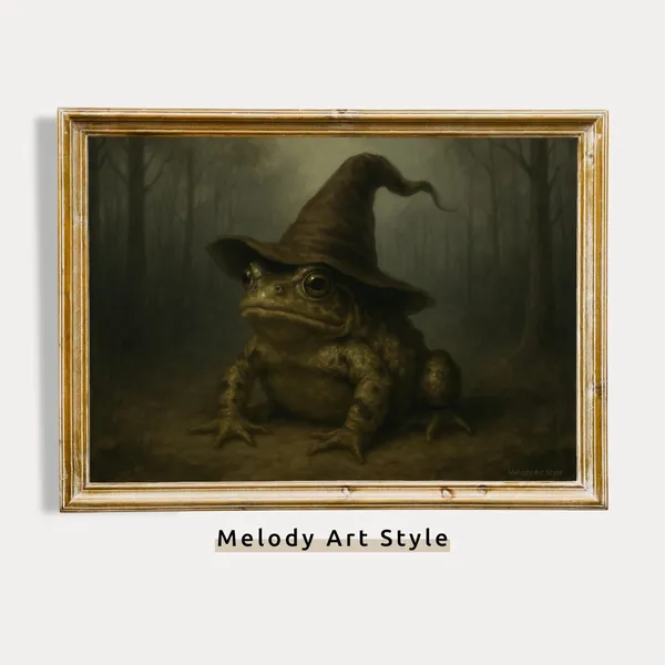 Witch Toad Forest Art Print, Gothic Halloween Decor