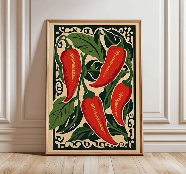 Chili Pepper Rustic Farmhouse Art Print