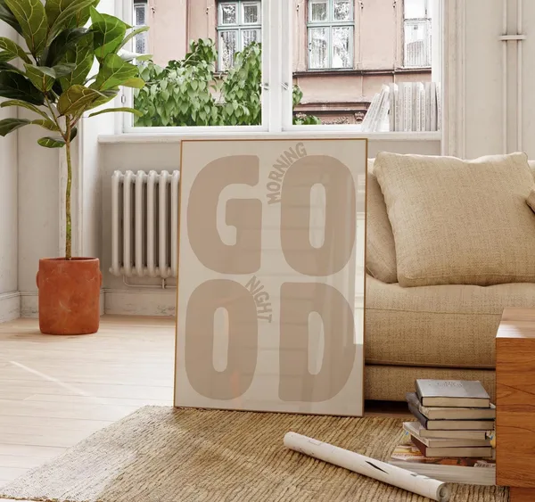 Good Morning Night Neutral Typography Art Print