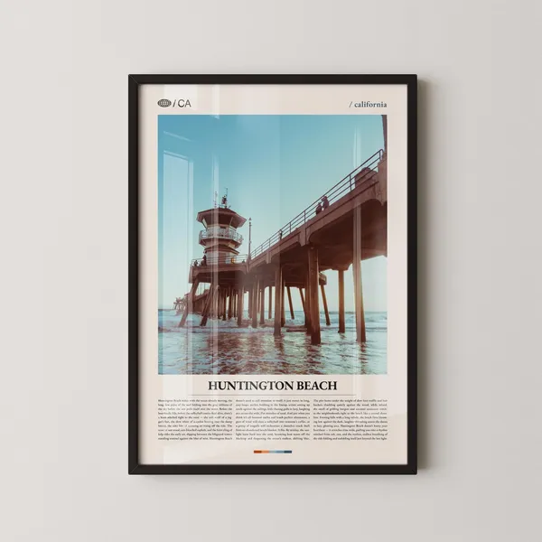 Huntington Beach Travel Poster, Bolsa Chica Pier