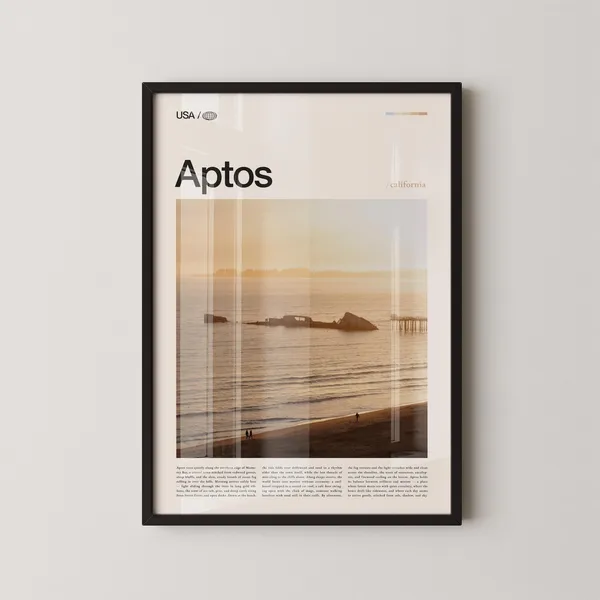 Aptos Seacliff State Beach Travel Poster, California