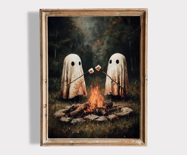 Ghosts Roasting Marshmallows Halloween Art Print