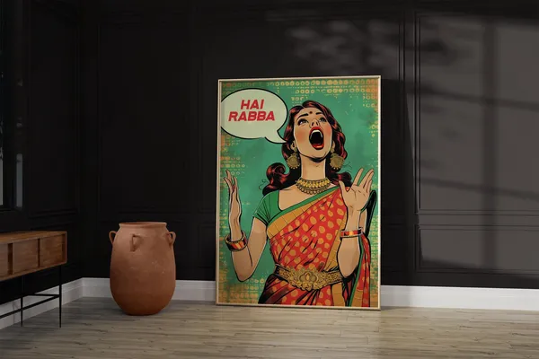 Modern Art Hai Rabba Woman Punjabi Gujarati Saree Print