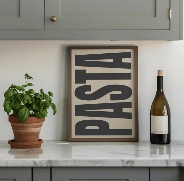 Kitchen Pasta Typography Art Print, Italy Food