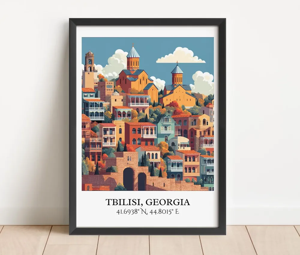 Tbilisi Retro Travel Poster, Georgia Country Decor - Image 5