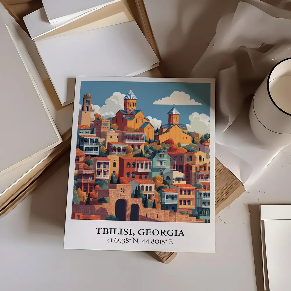 Tbilisi Retro Travel Poster, Georgia Country Decor - Image 3