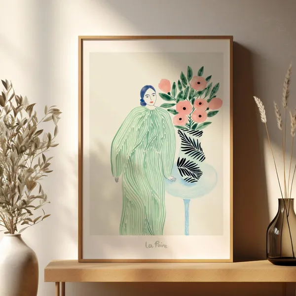 La Poire Art Deco Abstract Floral Art Print
