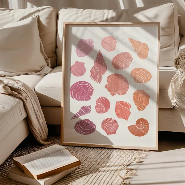 Pink Seashell Art Print, Coastal Cowgirl Decor
