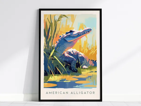 Alligator Art Print, Florida Wildlife Modern Nature