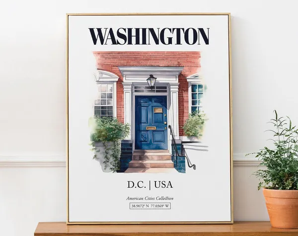 Washington DC USA Minimalist Watercolor Travel Poster