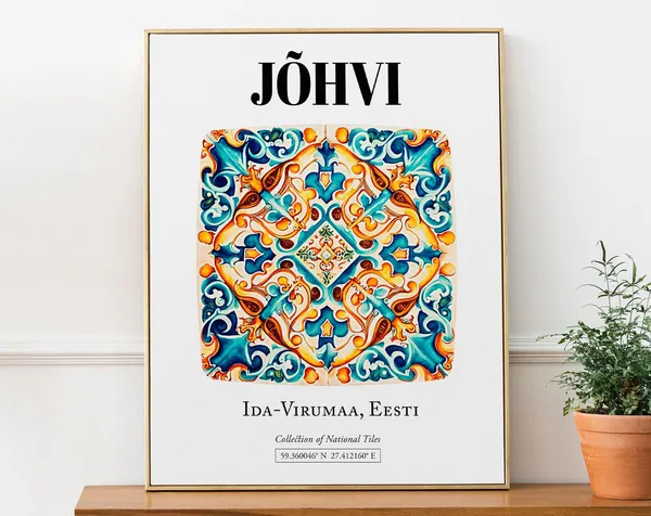 Valga Valgamaa Eesti Traditional Tile Pattern Art Print