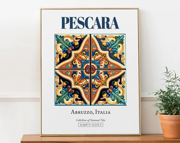 Pescara Abruzzo Italy Maiolica Tile Travel Poster