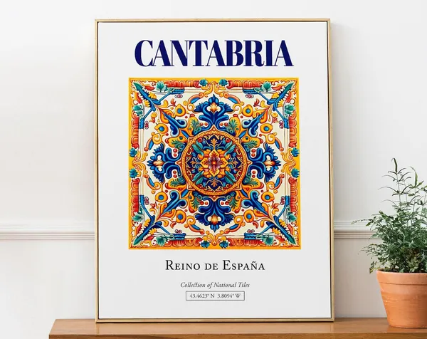 Cantabria Spain Traditional Tile Travel Poster