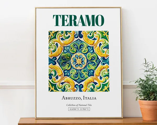 Teramo Abruzzo Italy Maiolica Tile Travel Poster