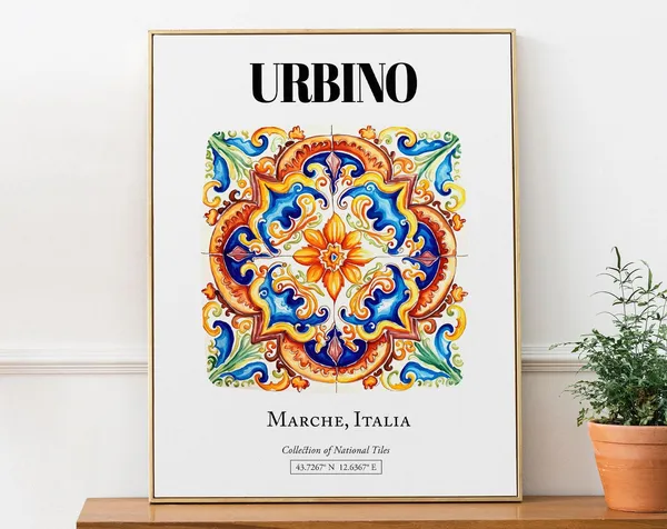 Urbino Marche Italy Traditional Tile Pattern Art Print
