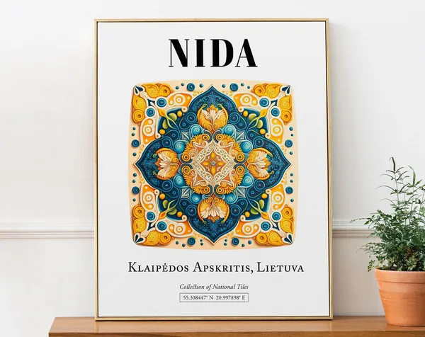 Nida Lithuania Traditional Tile Pattern Travel Poster