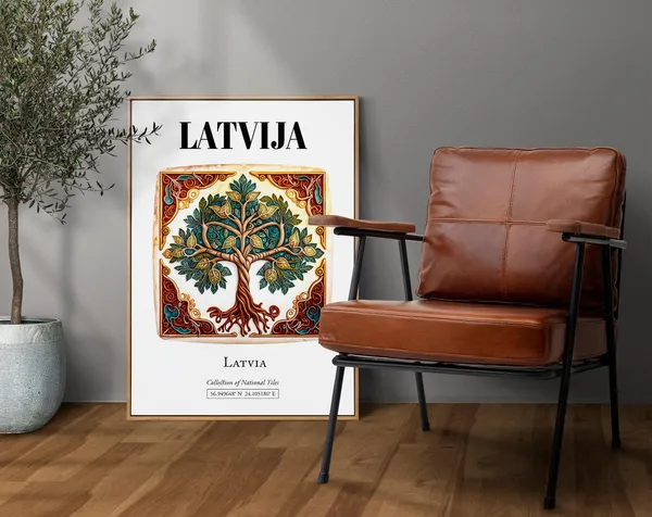 Latvia Traditional Tile Pattern Art Print