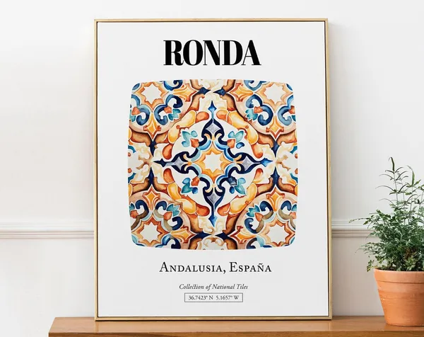 Ronda Tile Art Print, Andalusia Spain