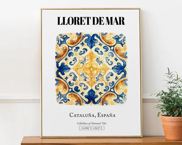 Lloret De Mar Coastal Tile Pattern Art Print