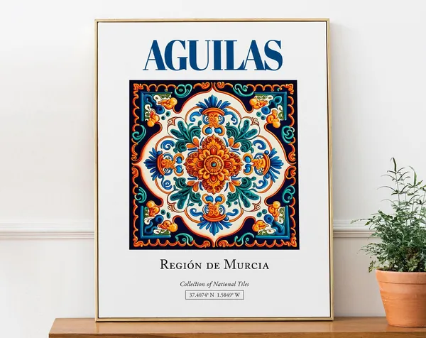 Aguilas, Region De Murcia Spain Folk Tile Poster