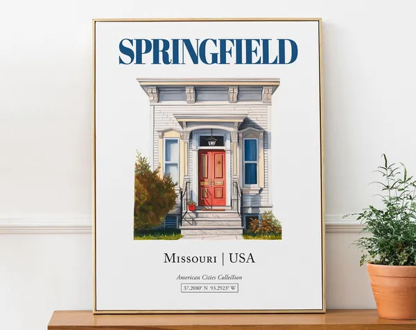 Springfield Missouri USA Minimalist Watercolor Travel Poster
