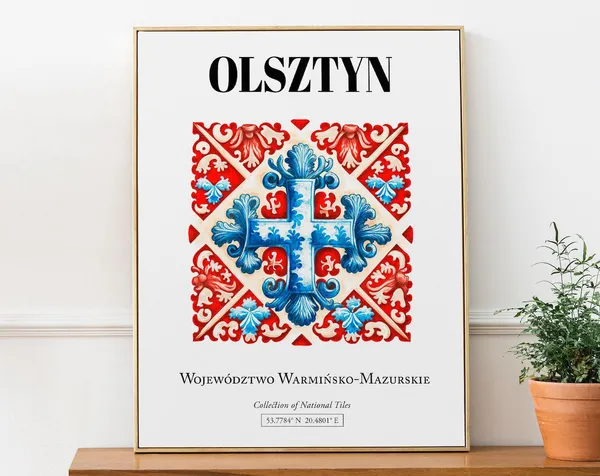 Olsztyn, Warmia-Mazury Traditional Tile Pattern Poster