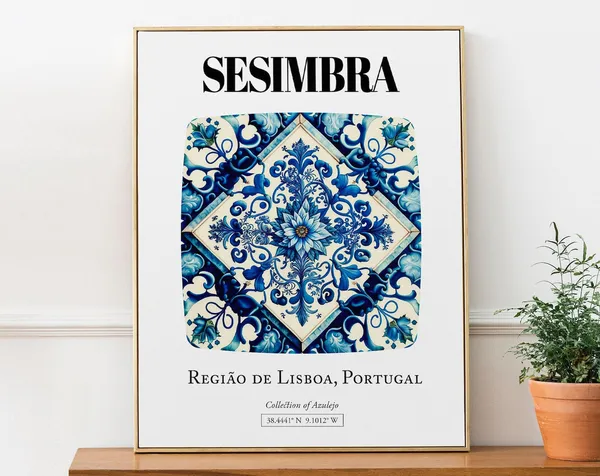 Sesimbra, Portugal Traditional Tile Pattern Poster