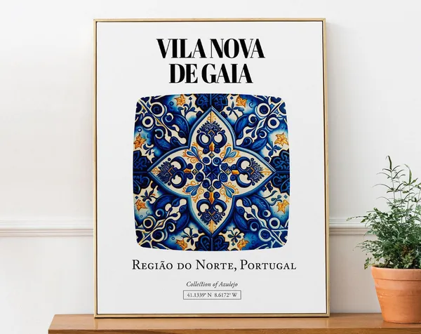 Vila Nova De Gaia, Portugal Tile Pattern Art Print