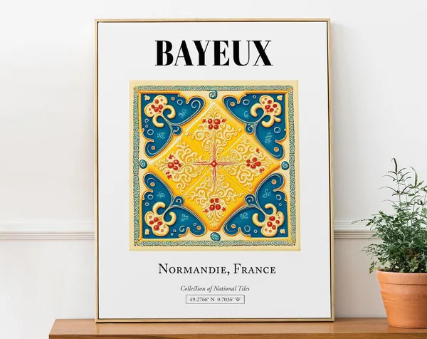 Bayeux France Inspired Tile Pattern Art Print