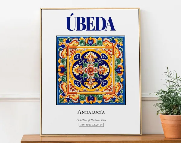 Beda Andaluca Spain Folk Tile Art Print, Bedroom