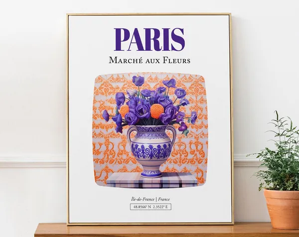 Paris Ledefrance France March Aux Fleurs Violet Bouquet Art Print