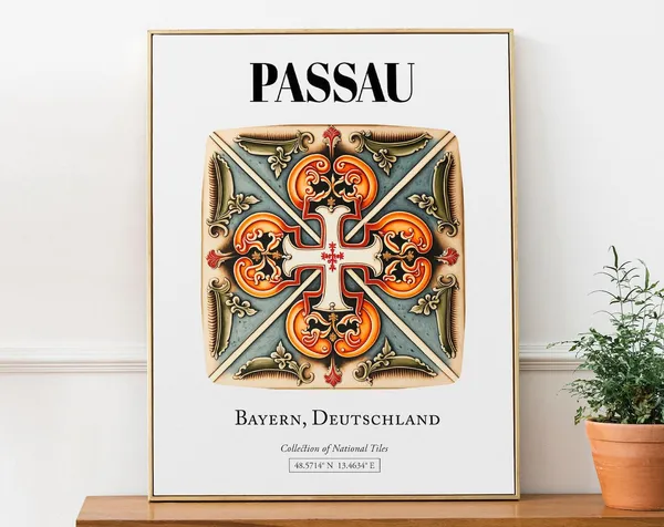 Passau Bayern Germany Traditional Tile Pattern Art Print