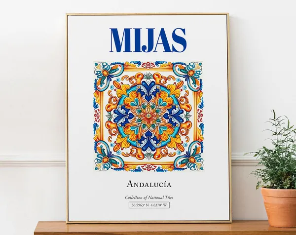 Mijas Andaluca Spain Folk Tile Travel Poster
