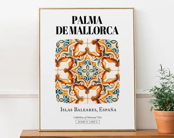 Palma De Mallorca Tile Travel Poster, Balearic Islands