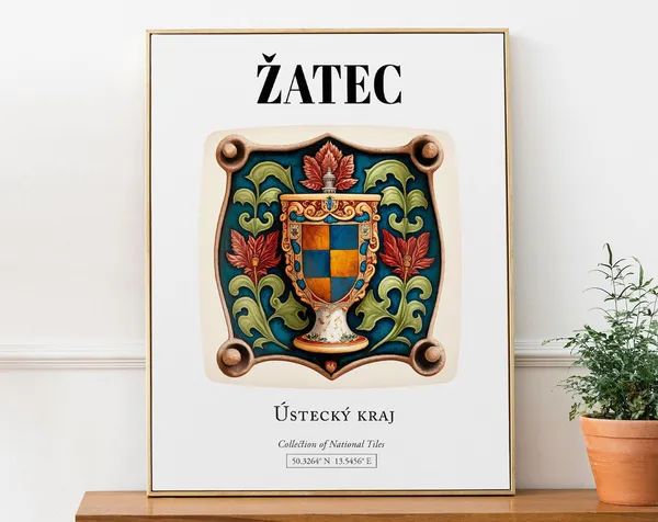 Czech Republic Heraldic Grail Tile Pattern Art Print