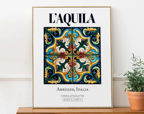 L'Aquila Abruzzo Italy Minimalist Maiolica Tile Poster