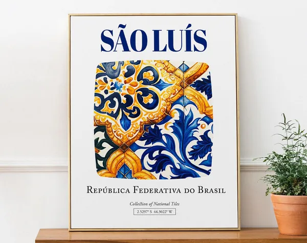 So Lus Brasil Folk Azulejo Tile Poster Print