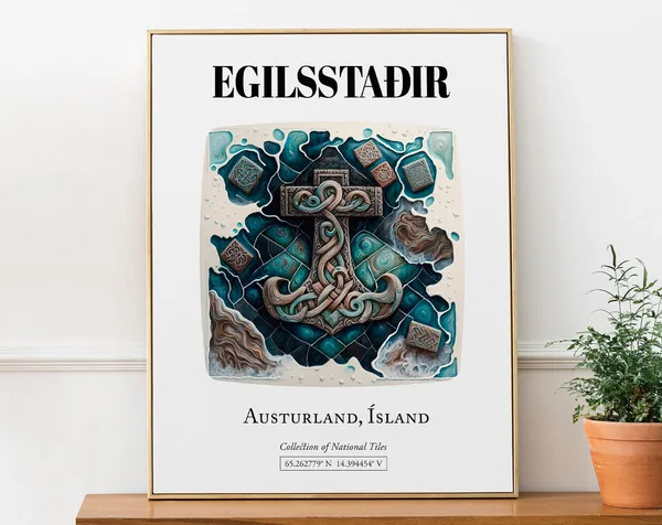 Egilsstair Austurland Iceland Traditional Tile Pattern Art Print