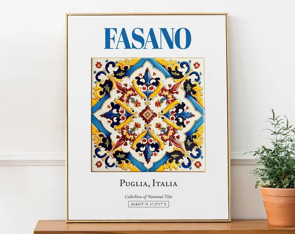 Fasano Puglia Italy Minimalist Maiolica Tile Art Print