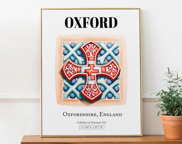 Oxford Tile Pattern Art Print, Academic Style
