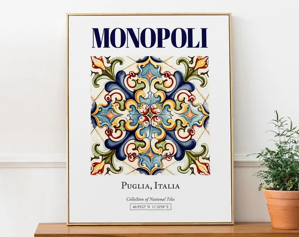 Monopoli Puglia Italy Folk Maiolica Tile Poster
